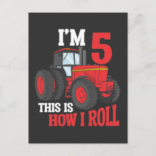 Carte Postale 5e Anniversaire Tracteur aimer Enfant 5 ans Agricu