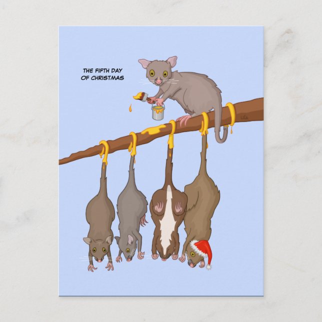 Carte postale 5e jour de Noël (5 Anneaux d'or) (Devant)