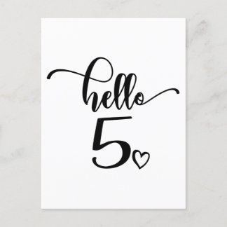Carte Postale 5th Birthday Girls Hello Five Cute 5 Years Old Kid