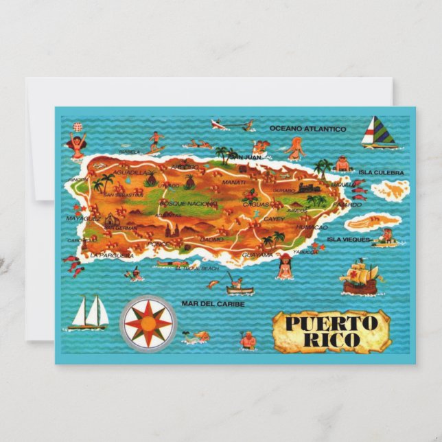 Carte postale 5x7 de Porto Rico en espagnol (Devant)
