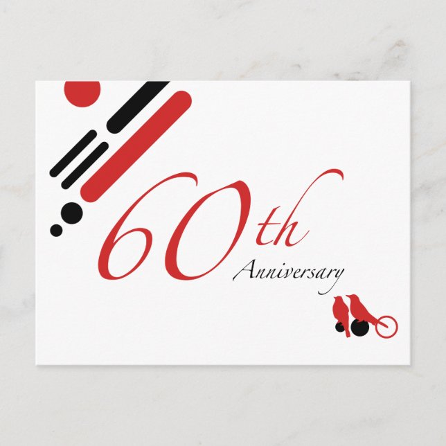 Carte Postale 60e anniversaire (oiseaux mod) (Devant)