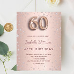 Carte Postale 60e anniversaire rose or diamants roux<br><div class="desc">Une invitation moderne, élégante et glamour pour un 60ème anniversaire. Un faux rose or à l'aspect métallique arrière - plan avec diamants roses. Le nom est écrit avec un rose moderne de couleur or foncé à la main écriture style. Personnalisez et ajoutez les détails de votre fête. Le numéro 60...</div>