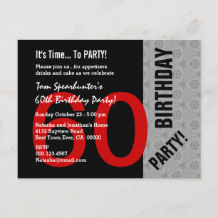 Carte Postale 60e anniversaire Style moderne rouge noir gris V01