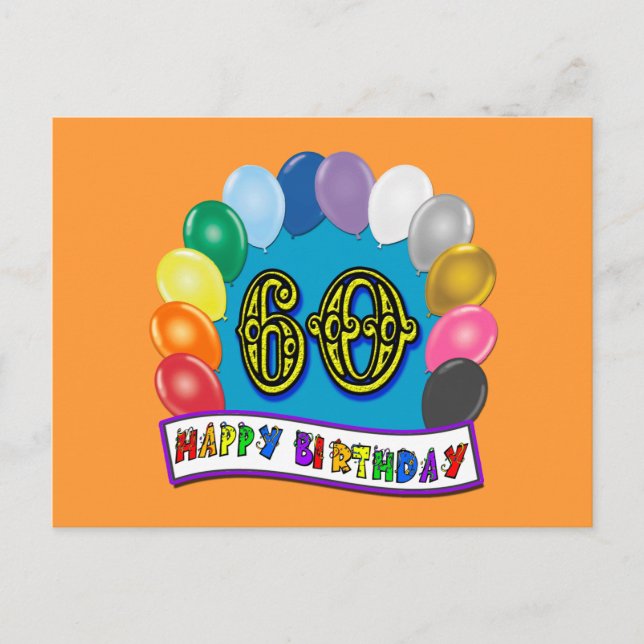 Carte Postale 60e Joyeux Ballons d'anniversaire Merchandise (Devant)