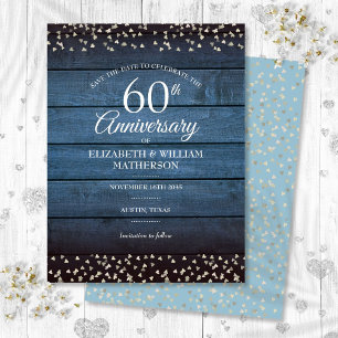 Carte Postale 60ème anniversaire de diamant rustique Enregistrer
