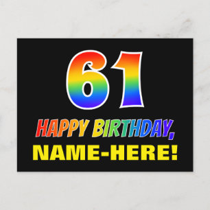 Carte Postale 61e anniversaire : Bold, amusant, simple, arc-en-c