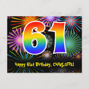 Carte Postale 61e Anniversaire – Motif de Feux d'Artifice Amusan