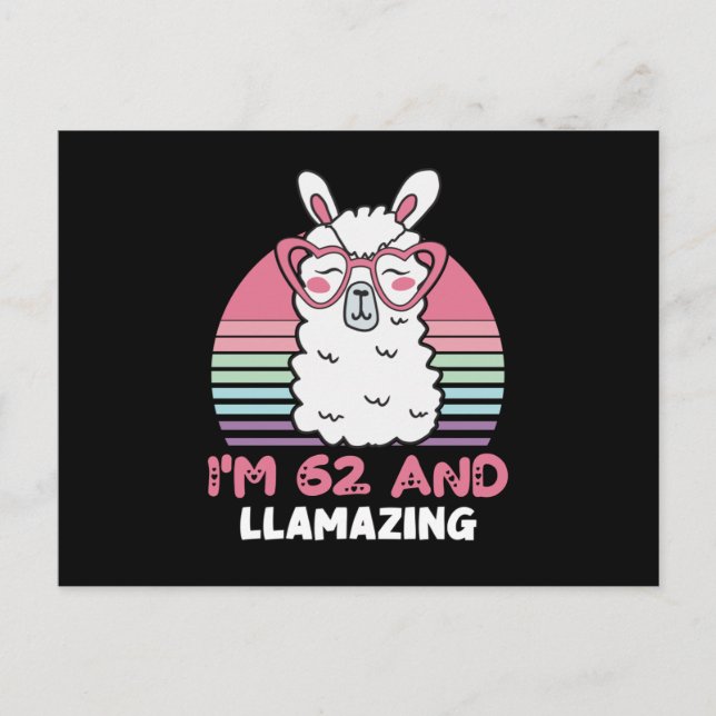 Carte Postale 62 ans Llamazing 62e anniversaire Lama (Devant)