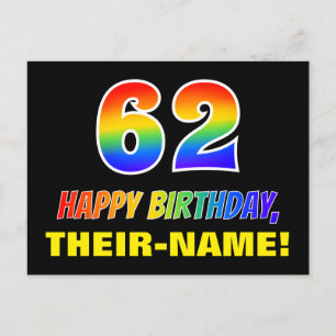 Carte Postale 62e anniversaire : Bold, amusant, simple, arc-en-c