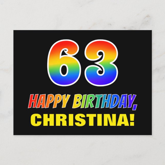 Carte Postale 63e anniversaire : Bold, amusant, simple, arc-en-c (Devant)