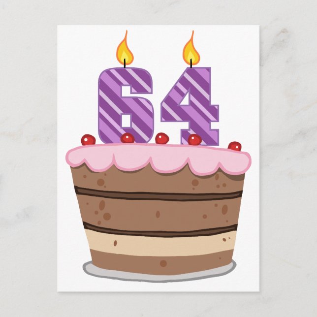 Carte Postale 64 ans sur le gâteau d'anniversaire (Devant)