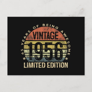 Carte Postale 65 Ans Ancien Vintage 1956 Édition Limitée Anniver