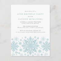 CARTE POSTALE 65e anniversaire Blue Snowflake Invi