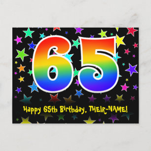 Carte Postale 65e anniversaire : Fun Stars Motif, Rainbow 65, No
