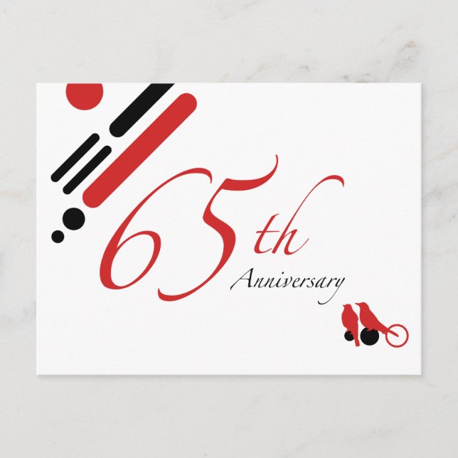 Carte Postale 65e anniversaire (oiseaux mods) (Devant)