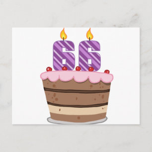 Carte Postale 66 ans sur le gâteau d'anniversaire