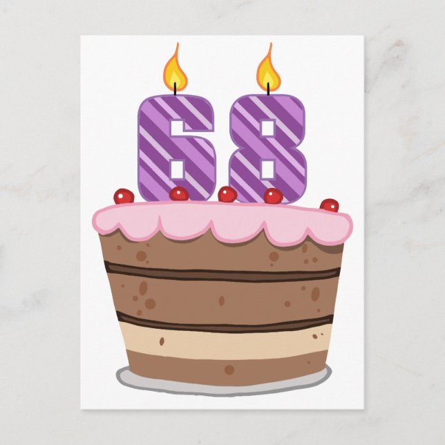 Carte Postale 68 ans sur le gâteau d'anniversaire (Devant)