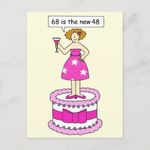 Carte Postale 68e anniversaire Humour pour Sa Dame sur un gâteau