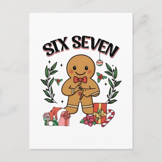 Carte Postale 6 7 Six Seven Hand Gen Z Alpha Gingerbread Meme  (Devant)