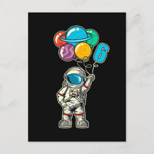 Carte Postale 6 Anniversaire Astronaut Planètes Balloon