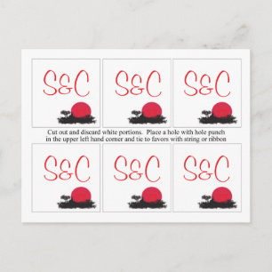 Carte Postale 6 Balises de faveur de mariage Sun Rising japonais