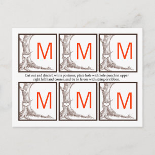 Carte Postale 6 Favoriser les étiquettes Arbre d'automne Carving