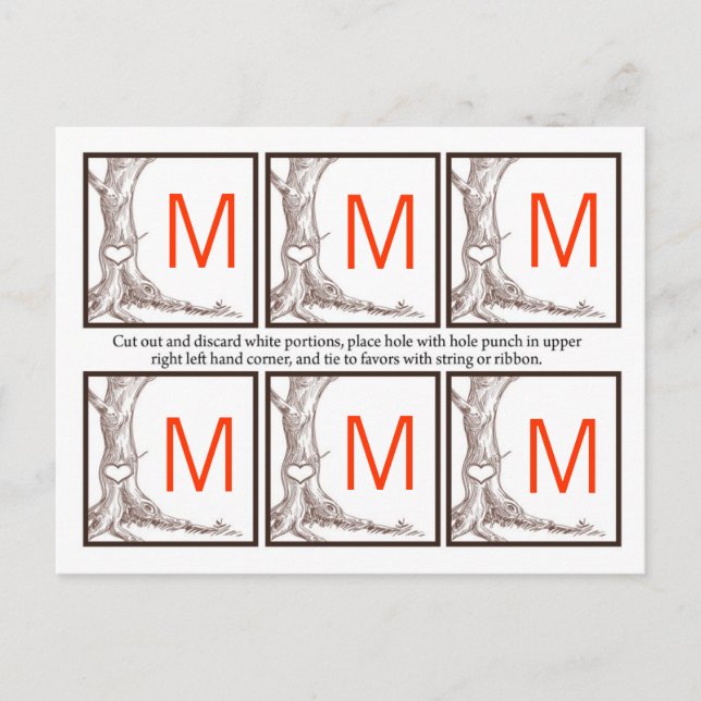 Carte Postale 6 Favoriser les étiquettes Arbre d'automne Carving (Devant)