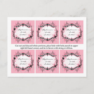 Carte Postale 6 Favoriser les étiquettes Girly Butterfly Zebra P