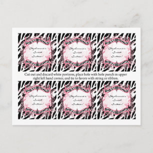 Carte Postale 6 Favoriser les étiquettes Girly Butterfly Zebra P