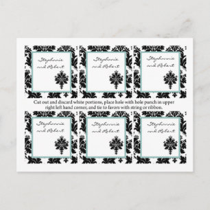 Carte Postale 6 Favoriser les étiquettes Mariage Black Damask La