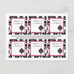 Carte Postale 6 Favoriser les étiquettes Mariage Black Hot rose 