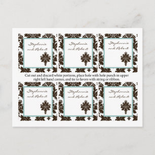 Carte Postale 6 Favoriser les étiquettes Mariage Brown Dentelle 