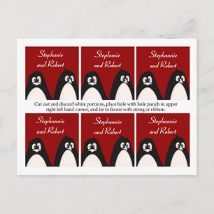 Carte Postale 6 Favoriser les étiquettes Mariage Penguin Love Co