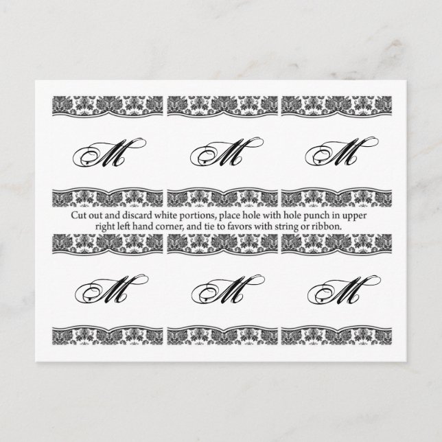Carte Postale 6 Favoriser les étiquettes noir blanc dentelle Dam (Devant)