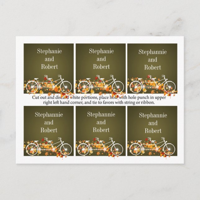 Carte Postale 6 Favoriser les étiquettes Whimsical Brown Vélo do (Devant)