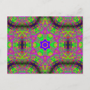 Carte Postale 6 points bleu début violet et jaune géométrique