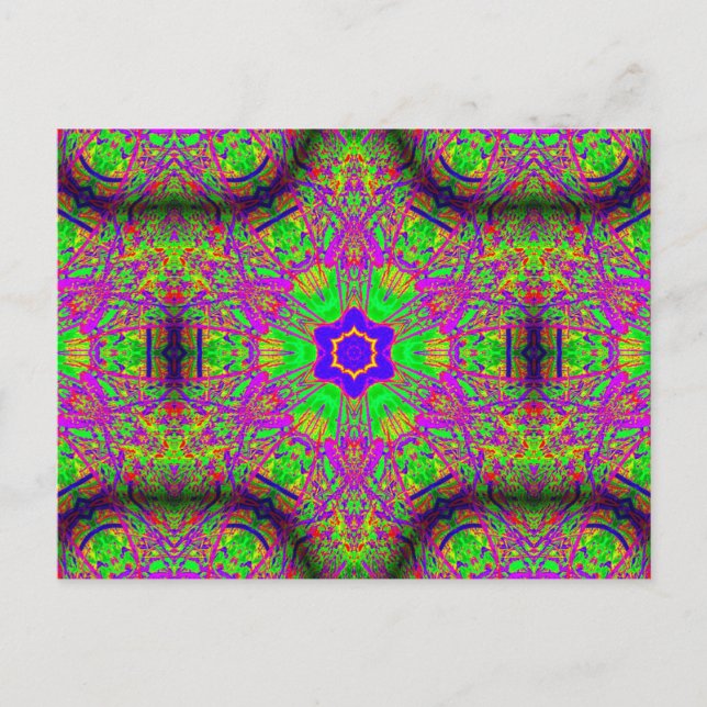 Carte Postale 6 points bleu début violet et jaune géométrique (Devant)