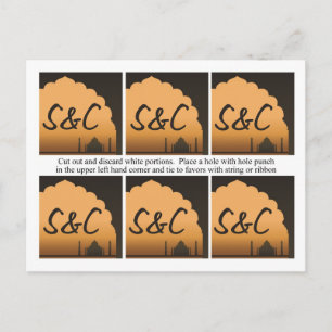 Carte Postale 6 Tags de mariage de rêve indien