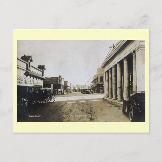 Carte Postale 6th Street, Brawley, Californie Vintage (Devant)