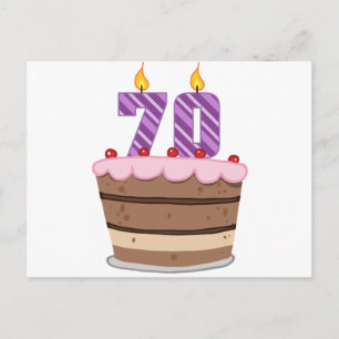 Carte Postale 70 ans sur le gâteau d'anniversaire