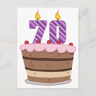 Carte Postale 70 ans sur le gâteau d'anniversaire