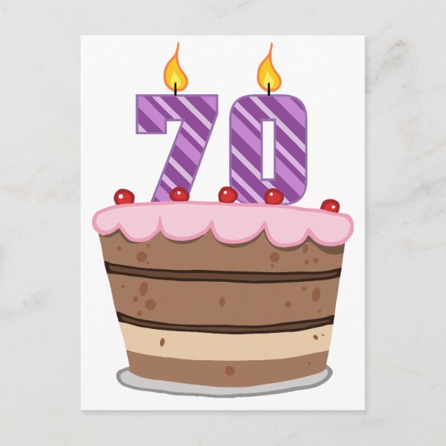 Carte Postale 70 ans sur le gâteau d'anniversaire (Devant)