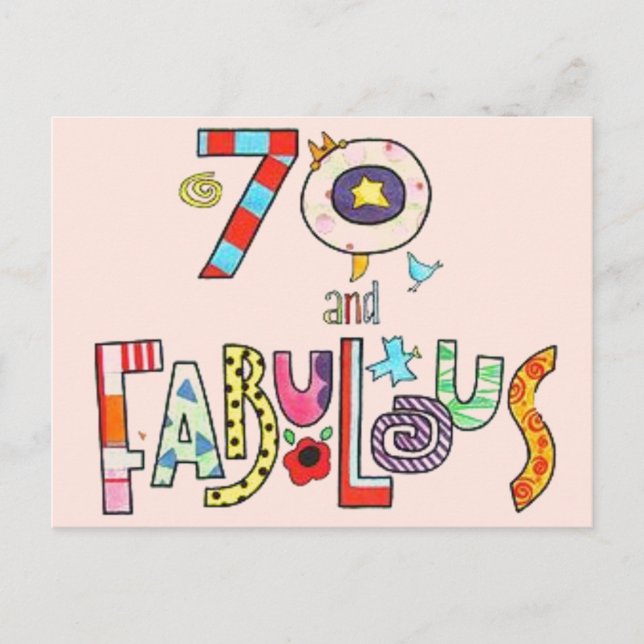 Carte Postale 70 et fabuleux Joyeux 70e anniversaire (Devant)