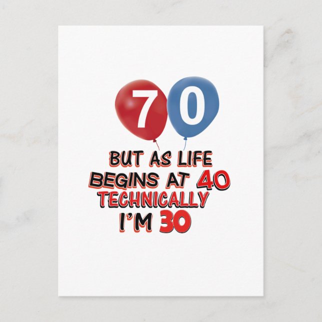 Carte Postale 70e anniversaire de design amusant (Devant)