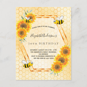 Carte Postale 70e anniversaire des tournesols des abeilles invit