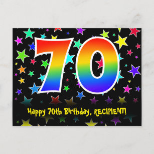 Carte Postale 70e anniversaire : Fun Stars Motif, Rainbow 70, No