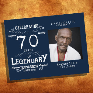 Carte Postale 70e anniversaire Photo Bleu Vintage Anniversaire I