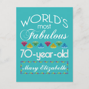 Carte Postale 70e anniversaire plus fabuleux Gems colorés Turquo