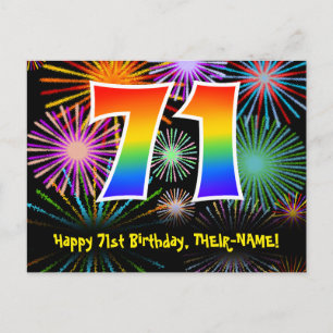 Carte Postale 71e Anniversaire – Motif de feux d'artifice amusan