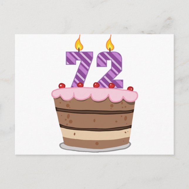 Carte Postale 72 ans sur le gâteau d'anniversaire (Devant)